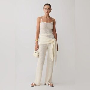 Cream Textured Knit Top and Pant Set